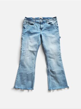 Vigoss Marley Crop Boot Light Blue Frayed Hem Flare Jeans Women's Size 33